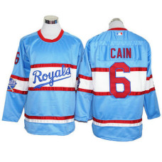 Kansas City Royals Lorenzo Cain #6 Blue long sleeve Block Jersey