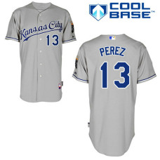 Kansas City Royals #13 Salvador Perez Grey Away Cool Base Jersey