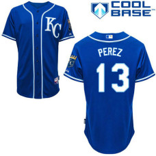 Kansas City Royals #13 Salvador Perez Authentic Royal Blue Alternate Cool Base Jersey