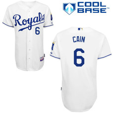 Kansas City Royals #6 Lorenzo Cain Authentic White Home Cool Base Jersey