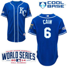 Kansas City Royals #6 Lorenzo Cain Authentic Royal Blue Alternate W/2014 World Series Cool Base Jersey