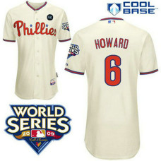 Philadelphia Phillies #6 Ryan Howard Cream Cool Base with 2009 World Series HK Patch Jersey