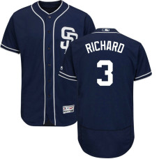 San Diego Padres Clayton Richard #3 Navy Authentic Collection Alternate Flex Base Player Jersey