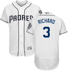 San Diego Padres Clayton Richard #3 White Authentic Collection Home Flex Base Player Jersey