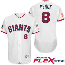 San Francisco Giants #8 Hunter Pence White Stars & Stripes 2016 Independence Day Flex Base Jersey