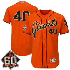 San Francisco Giants Madison Bumgarner #40 Orange 60th Season Patch Alternate On-Field Flex Base Player Jersey