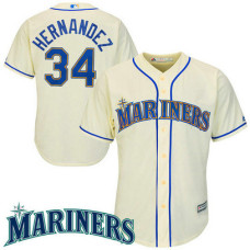 Seattle Mariners #34 Felix Hernandez Cream Cool Base Jersey