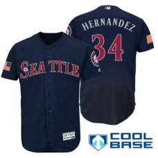 Seattle Mariners #34 Felix Hernandez Navy Stars & Stripes 2016 Independence Day Cool Base Jersey