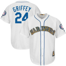 Seattle Mariners Ken Griffey Jr. White Home 2016 Hall Of Fame Induction Cool Base Jersey with Sleeve Patch
