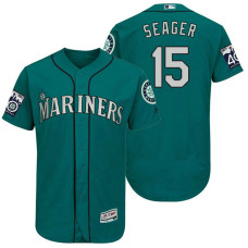 Seattle Mariners Kyle Seager #15 Aqua On-Field 40th Anniversary Patch Flex Base Jersey