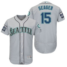 Seattle Mariners Kyle Seager #15 Grey On-Field 40th Anniversary Patch Flex Base Jersey