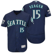 Seattle Mariners Kyle Seager #15 Navy On-Field 40th Anniversary Patch Flex Base Jersey