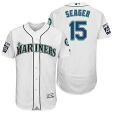 Seattle Mariners Kyle Seager #15 White On-Field 40th Anniversary Patch Flex Base Jersey