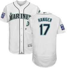 Seattle Mariners Mitch Haniger #17 White Home Commemorative Patch Flex Base Jersey