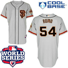 San Francisco Giants #54 Sergio Romo Cool Base Road 2 Grey with 2012 Champions Patch Jersey