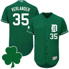 Detroit Tigers #35 Justin Verlander St. Patricks Day Green Celtic Flexbase Authentic Collection Jersey