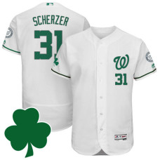 Washington Nationals #31 Max Scherzer St. Patricks Day Green Celtic Flexbase Authentic Collection Jersey