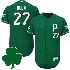 Pittsburgh Pirates #27 Aaron Nola St. Patricks Day Green Celtic Flexbase Authentic Collection Jersey