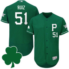 Pittsburgh Pirates #51 Carlos Ruiz St. Patricks Day Green Celtic Flexbase Authentic Collection Jersey