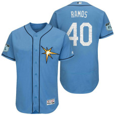 Tampa Bay Rays Wilson Ramos #40 Light Blue 2017 Spring Training Grapefruit League Patch Authentic Collection Flex Base Jersey
