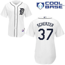 Detroit Tigers #37 Max Scherzer White Home Cool Base Jersey