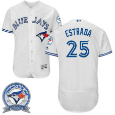 Toronto Blue Jays Marco Estrada #25 White Home 40th Anniversary Patch Flex Base Jersey