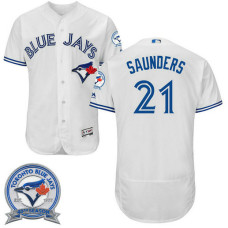 Toronto Blue Jays Michael Saunders #21 White Home 40th Anniversary Patch Flex Base Jersey