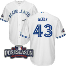 Toronto Blue Jays R.A. Dickey #43 White 2016 Postseason Patch Cool Base Jersey