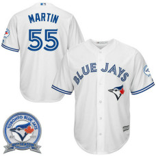 Toronto Blue Jays Russell Martin #55 White Home 40th Anniversary Patch Cool Base Jersey