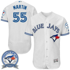 Toronto Blue Jays Russell Martin #55 White Home 40th Anniversary Patch Flex Base Jersey