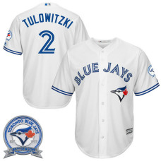 Toronto Blue Jays Troy Tulowitzki #2 White Home 40th Anniversary Patch Cool Base Jersey