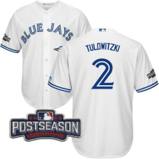 Toronto Blue Jays Troy Tulowitzki #2 White 2016 Postseason Patch Cool Base Jersey