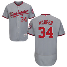 Washington Nationals Bryce Harper #34 Grey Flexbase Authentic Collection Jersey