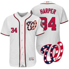 Washington Nationals Bryce Harper #34 White 2017 Home Authentic Collection Flex Base Jersey