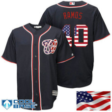 Washington Nationals #40 Wilson Ramos Navy Stars & Stripes Official Cool Base Jersey