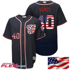 Washington Nationals #40 Wilson Ramos Navy Stars & Stripes Authentic Collection Flexbase Jersey