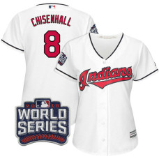 Women - Cleveland Indians Lonnie Chisenhall #8 White 2016 World Series Bound Cool Base Jersey