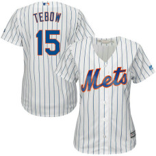 Women - New York Mets Tim Tebow #15 Home White Cool Base Jersey