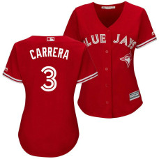Women - Toronto Blue Jays Ezequiel Carrera #3 2017 Alternate Scarlet Cool Base Jersey