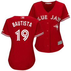 Women - Toronto Blue Jays Jose Bautista #19 2017 Alternate Scarlet Cool Base Jersey