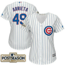 Women - Jake Arrieta #49 Chicago Cubs 2017 Postseason White Cool Base Jersey