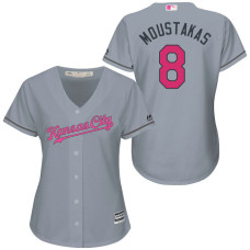 Women - Kansas City Royals #8 Mike Moustakas Grey Road 2016 Mother's Day Cool Base Jersey