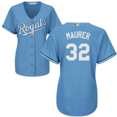 Women - Kansas City Royals #32 Brandon Maurer Alternate Light Blue Cool Base Jersey