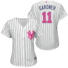 Women - New York Yankees #11 Brett Gardner White Home 2016 Mother's Day Cool Base Jersey