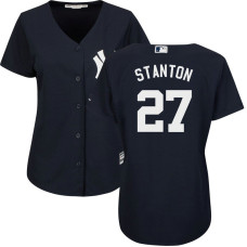 Women - New York Yankees #27 Giancarlo Stanton Alternate Navy Cool Base Jersey
