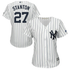 Women - New York Yankees #27 Giancarlo Stanton Home White Cool Base Jersey