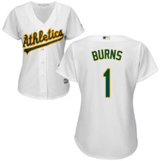 Women - Oakland Athletics Billy Burns #1 White Authentic Cool base Jersey