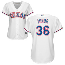 Women - Texas Rangers #36 Mike Minor Home White Cool Base Jersey
