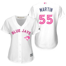 Women - Toronto Blue Jays #55 Russell Martin White Home 2016 Mother's Day Cool Base Jersey