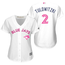 Women - Toronto Blue Jays #2 Troy Tulowitzki White Home 2016 Mother's Day Cool Base Jersey